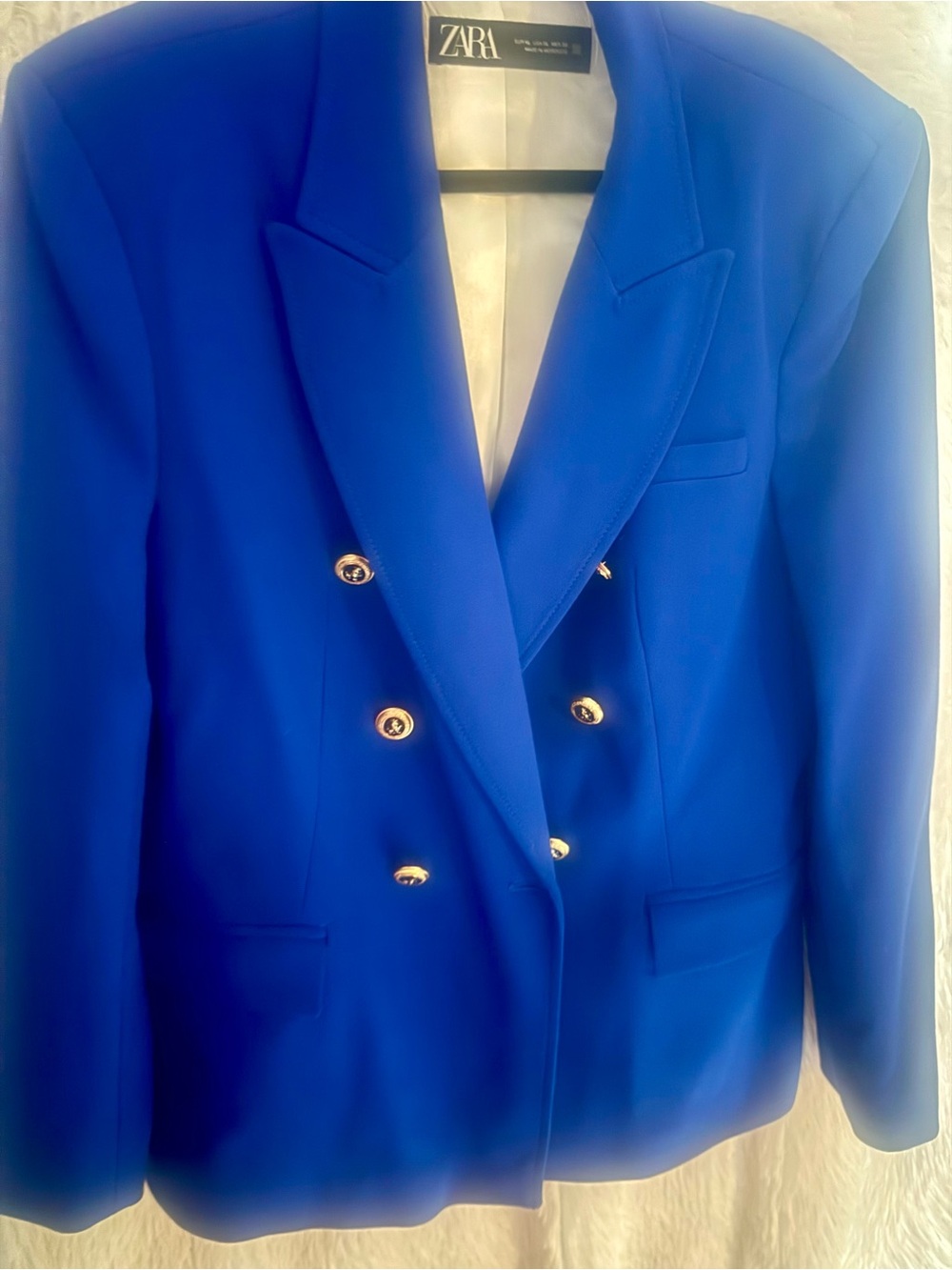 Zara Women's Double-Breasted Royal Blue Blazer - Picture 4 of 4